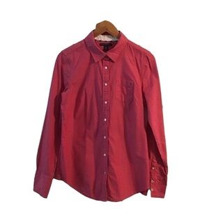 2/40$ TOMMY Hilfiger button up blouse long sleeve shirt New Preppy pink cotton M